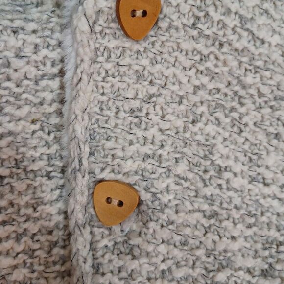Zara Mini Collections Sweater Jacket Fleece Lined Hooded Grey White 6-9 Months - Picture 3 of 9